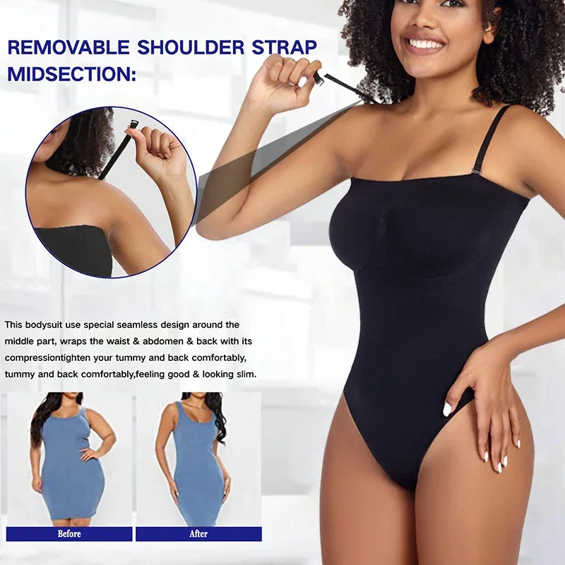 Off Shoulder Bustier Tube Top Strapless Bodysuit Women Thongs Shapewear Tummy Control Body Shaper Waist Trainer Skinny Underwear Carafolli