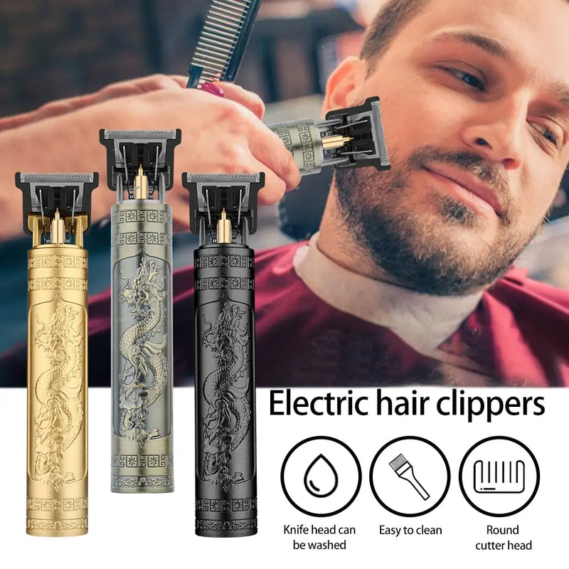 Vintage T9 Electric Hair Cutting Machine Hair Clipper Professional Men Shaver Rechargeable Barber Trimmer for Men Dragon Buddha Carafolli